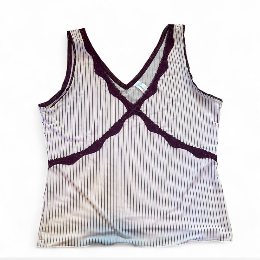 Striped Sleeveless Top with Purple Accents